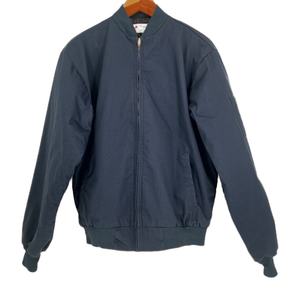 Aramark Quilted Bomber Work Jacket Mens Medium Navy
